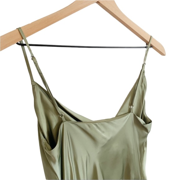 ARITZIA Wilfred Only Ruched Slip Dress Sage Frost Women’s Size Large - Picture 9 of 13